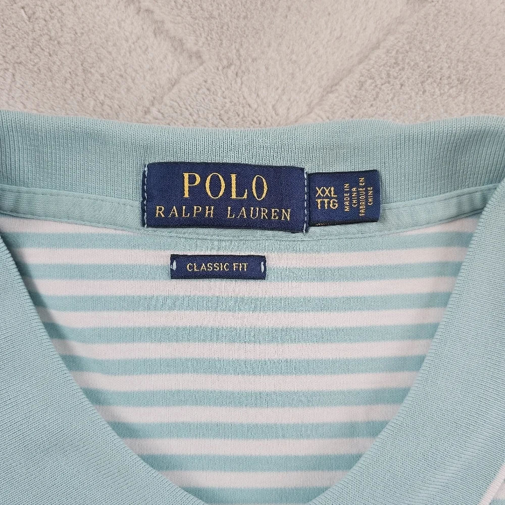 Polo Ralph Lauren Classic Fit Polo Shirt Mens 2XL Striped Preppy Golf Casual